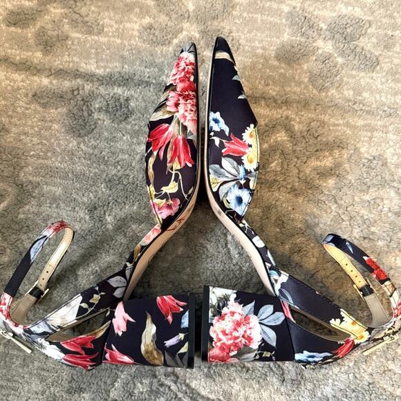 Jessica Simpson Sylar 9.5 floral pointed toe ankle strap block heels 2898 - Picture 8 of 9